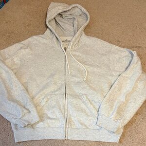 Hollister Light Gray Zip-Up Sweater